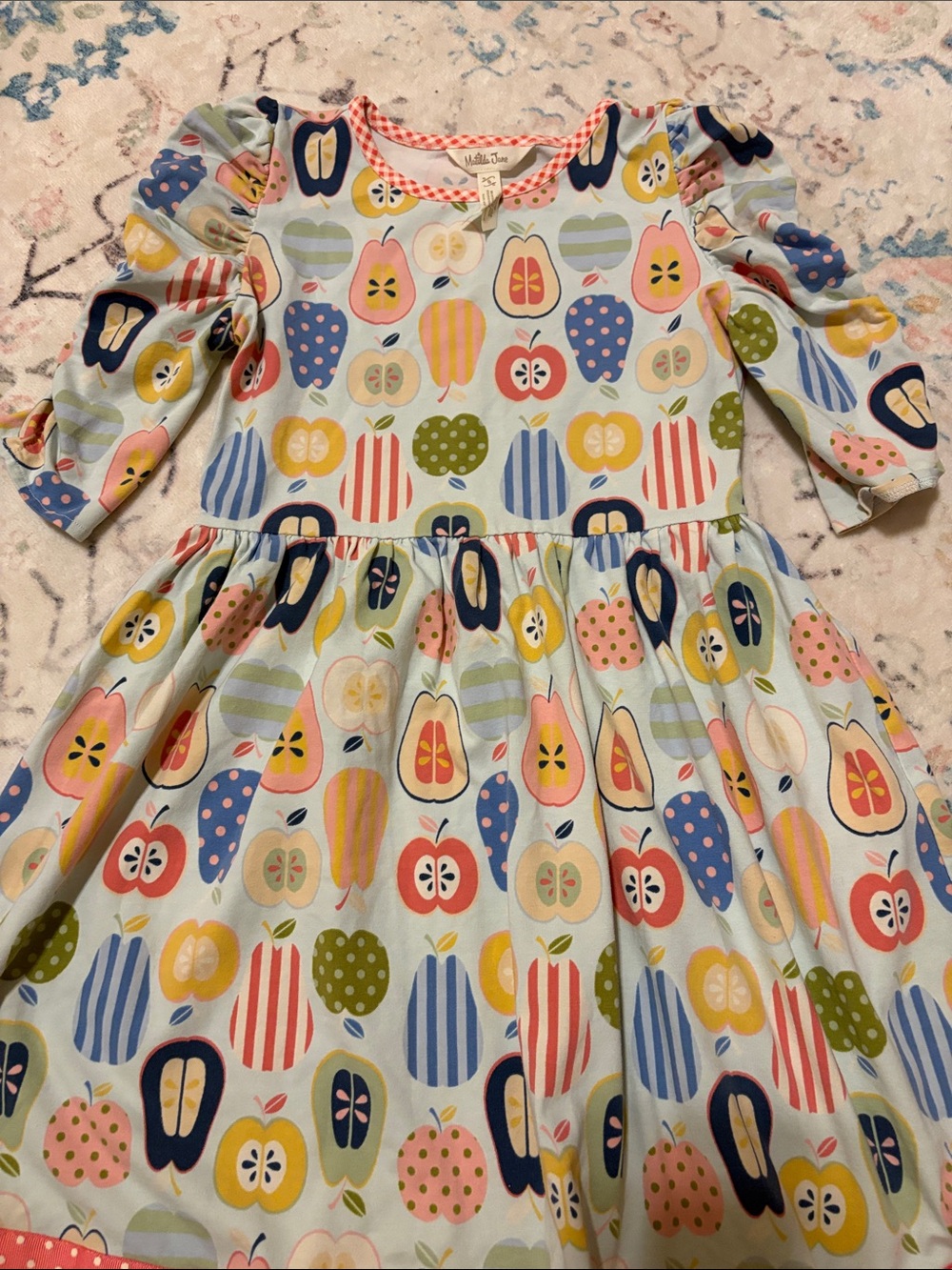 Matilda Jane/ Pastel Multi Apple & Pear Print Dress. Size 8. Like New!